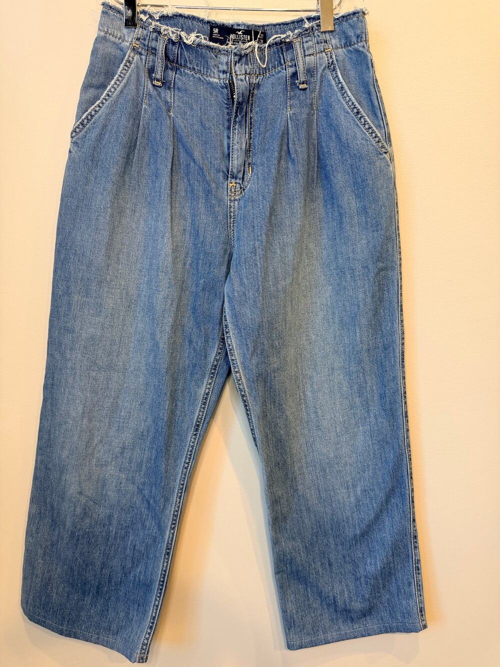 Hollister California 100% Cotton Rigid Dad Jeans Distressed Waist Size 5R
